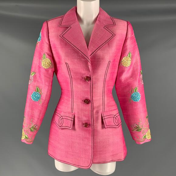 MAX NUGUS Size M Pink Multi-Color Embroidered Jacket - Picture 1 of 5